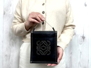 極美品 LOEWE ロエベ アナグラム ハンドバッグ バッグ レザー 黒 80021