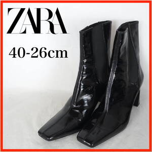 EB7760*ZARA*ザラ*レディースショートブーツ*40-26cm*黒*