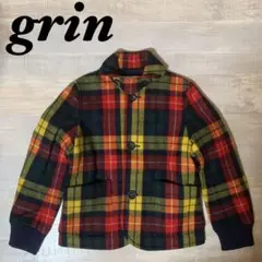 【日本製 好配色 美品】grin ウール チェック ジャケット ショート コート