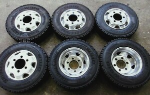 送料無料　スタッドレス　225/80R17.5　BS　W910　22年バリ溝　アルミ　17.5×6.00　研磨済み　6本　フォワード　レンジャー　ファイター等