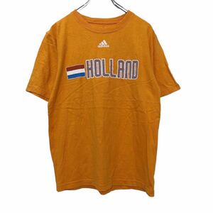 adidas 半袖 プリントTシャツ S オレンジ ホワイト レッド ブルー アディダス 国旗 HOILAND 古着卸 アメリカ仕入 a508-6209