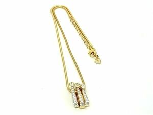 1円 ■極美品■ SWAROVSKI スワロフスキー ラインストーン ネックレス ペンダント アクセサリー レディース ゴールド系 BF7852