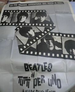 でっかいポスターです。【イタリア製】ビートルズ/BEATLES - TUTTI PER UNO/A HARD DAY