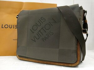 ◆LOUIS VUITTON ルイ・ヴィトン◆ダミエ・ジェアン メサジュ◆キャンバス カーフ レザー 本革◆ショルダー バッグ◆茶系 SV金具◆A8441