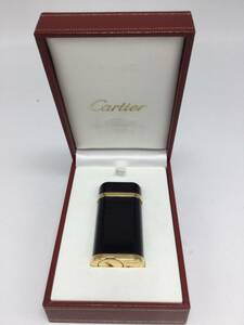 BB33★【火花.着火未確認】Cartier カルティエ ガスライター ブラック×ゴールドカラー 箱付き 喫煙グッズ 喫煙具 現状品 