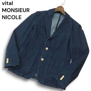 vital MONSIEUR NICOLE ムッシュ ニコル 通年 金ボタン★ デニム テーラード ジャケット ブレザー Sz.46 メンズ　A5T00192_1#O