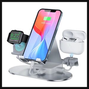 【開封のみ】YoFeW★充電スタンド 3in1充電器 アルミニウム合金スマホ充電スタンド Apple Watch充電器 置くだけ充電 iPhone充電器