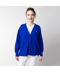 「LACOSTE」 ニットカーディガン 40 ロイヤルブルー レディース