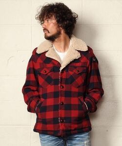 新品未使用 TMT CHECKERED RANCH COAT OILE COATING サイズL RED ティーエムティー オイルコーティングボアチェックランチジャケット