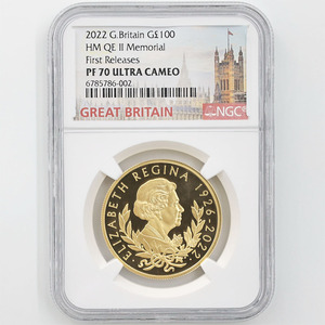 2022 英国 エリザベス2世 追悼記念 100ポンド 金貨 1オンス プルーフ NGC PF 70 UC FR 初鋳版 最高鑑定 完全未使用品 元箱付 イギリス 金貨