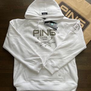 送料無料PING GOLFピンゴルフMENS SWEATフーディーPARKA裏ボア起毛柔らか蓄熱保温性G CONTROL軽量伸縮防風ドロー付WhiteGr(大特価LL)新品