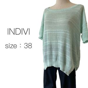 INDIVI インディヴィ　38 透かし編みサマーニット　薄グリーン　㈱ワールド　レディース　重ね着　リラックス　トップス 
