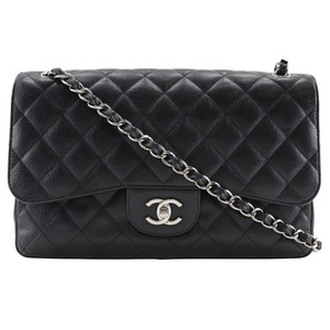 CHANEL シャネル デカマトラッセ 30 チェーンショルダー ダブルフラップ キャビアスキン 黒 レディース【I211824041】中古