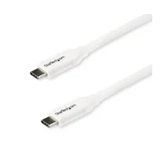 【在庫限り】StarTech.com USB2.0 Type-Cケーブル 給電充電対応 TypeC（オス）-TypeC（オス） 2m ホワイトUSB2C5C2MW 1本