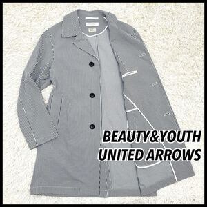 BEAUTY＆YOUTH UNITED ARROWS ビューティアンドユースユナイテッドアローズ シアサッカー チェスターコート ステンカラー ストライプ M