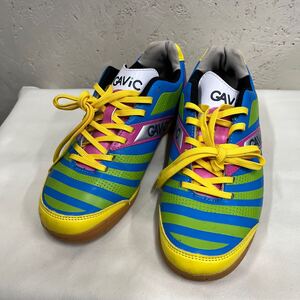 【美品】k24 GAVIC ガビック　フットサルシューズ　size 25.5㎝　ブルー×黄緑　カラフルデザイン　サッカー　スポーツ　お買い得