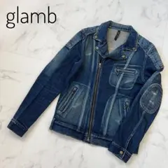 glamb ダメージ加工　デニムジャケット　ダブルライダース　2 ブルー　1