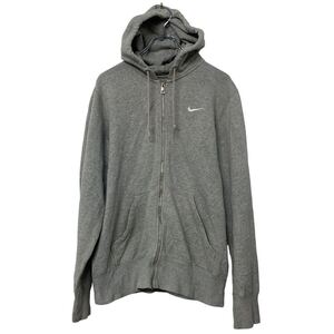 NIKE ロゴスウェット パーカー M グレー ナイキ ジップアップ ポケット 裏起毛 スポーツ 古着卸 アメリカ仕入 a611-5849