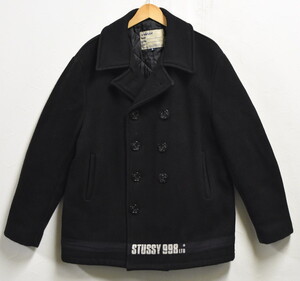 コラボ USA製 STUSSY×SCHOTT ステューシー×ショット Pコート ピーコート ウール ブラック メンズL(37022