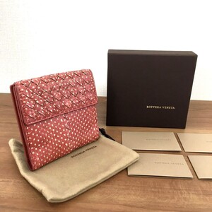 送料込み！ 美品 BOTTEGAVENETA 二つ折り財布 Wホック財布 アイヤーズ ピンク系 箱付き 126