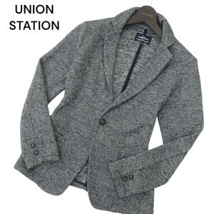 UNION STATION ユニオンステーション メンズビギ 通年 レーヨン混★ 1B ニット テーラード ジャケット Sz.M　メンズ 紺　A4T04278_4#O