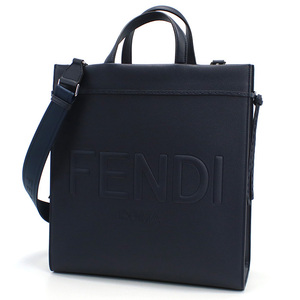 フェンディ FENDI トートバッグ ブランド　ショッパー ミディアム　ショルダー付7VA583　AMAC　F082Qネイビー系　新品　メンズ