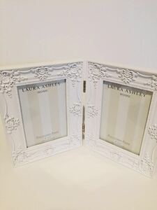 中古★ ローラアシュレイ　写真立て　2面　シャビー　レース　額縁　ホワイト　激レア　LAURA ASHLEY　 フォトフレーム　送料　～2㎏