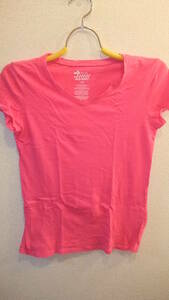 ★OLD NAVY★PINKオールドネイビーレディース半袖トップス Vネック TシャツサイズL 身幅38Cm SHORT SLEEVE TOPS LADIES USED IN JAPAN