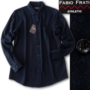 新品 24AW ファビオフラーティ 両面起毛 フランネル シャツ M 紺 【FF8W-H440_NA】 秋冬 FABIO FRATI 長袖 ボタンダウン ビエラシャツ