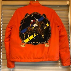 新品 POLO RALPH LAUREN horse down jacket ホース ダウンジャケット rrl country sport 1992 1993 stadium p wing snow beach orange