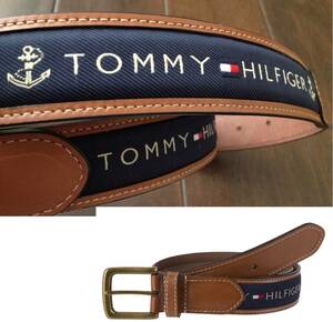 【既決USA】トミーヒルフィガー★TOMMY HILFIGER@完売【TOMMY HILFIGER】ロゴ入本革 ベルト【TH Men