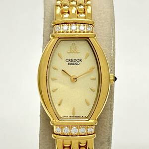 メーカー修理明細書付 SEIKO セイコー CREDOR クレドール 1E70-3D30 18KT 10Pダイヤ クォーツ レディース 腕時計 2024年1月 メーカーでOH済