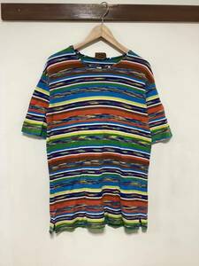 わ1349 MISSONI ミッソーニ ボーダー マルチカラー 半袖Tシャツ イタリア製 