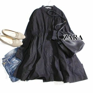 美品 ザラ ZARA ゆったり可愛い コットン ギャザー チュニック S 春 秋 合服 24A10