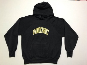 OLD USA製 80s スウェットパーカー カレッジパーカー VANDERBIIT 黒ボディー　ブラック　アメリカ製　ヴィンテージ