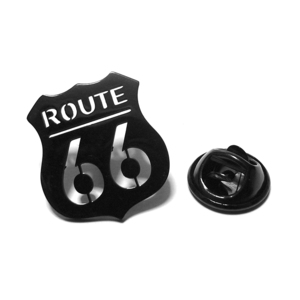 ラペルピン★ピンズ　Route 66　 ルート66　マザーロード　アメリカ合衆国　米国　USA　プレート　ブラック　黒　pin-1522