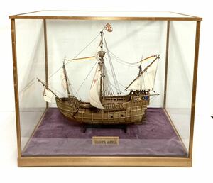 帆船模型◆サンタマリア号 SANTA MARIA◆1/45スケール 完成品 今井科学 木製 ケース幅90cm特大ガラスケース付き 【直接引き取り限定】