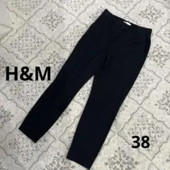 H&M レディース　スラックスパンツ　センタープレス　ストライプ　黒　M 良品