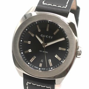 1円 稼働 美品 替ベルト付 GUCCI グッチ 142.2 GG2570 コレクション YA142201 QZ クオーツ 黒文字盤 メンズ腕時計 ラウンド 0727620241015