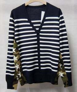 SOPHNET ソフネット CAMOUFLAGE STAR SIDE BORDER KNIT CARDIGAN ニット カーディガン S 紺