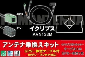 GPS一体型アンテナ & アンテナケーブル & GPSフィルムアンテナ セット イクリプス ECLIPSE DTVF01 同等品 AVN133M 用コネクター