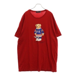 POLO RALPH LAUREN ポロラルフローレン ポロベアプリント クルーネック 半袖Tシャツ カットソー レッド