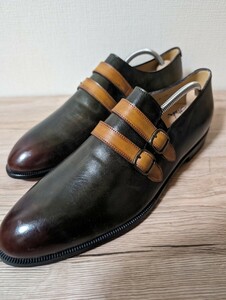【未使用品】 革靴 レザー グリーン ブラウン 25.5cm リーガルで25.5cm 通常26.5〜27cm