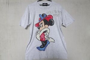 HOLLYWOOD MICKEY/DISNEY/ディズニー/半袖Tシャツ/ミニーちゃん/シルエットミッキー/ハリウッド/キャラクター/グレー杢(9/3R)