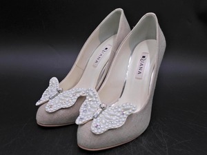 DIANA ダイアナ 蝶 モチーフ ハイヒール パンプス size23.5/ベージュ ■◇ ☆ faa9 レディース