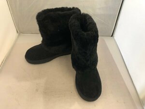 【UGG】アグオーストラリア　レディス　ショートムートンブーツ　ブラック　スウェード×ボア　24cm　SY02-GE3