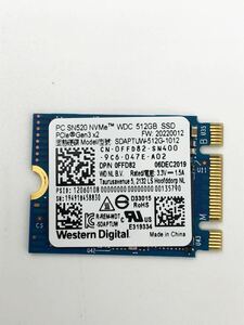 使用時間36時間　WD m.2 NVMe 2230 SN520 512GB WESTERNDIGITAL SSD