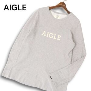 AIGLE エーグル 通年 ロゴプリント★ スウェット プルオーバー トレーナー Sz.L　メンズ グレー 日本製 アウトドア　C4T08674_9#I