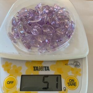 天然石 ④ 楕円形 穴開 パーツ ラベンダー アメジスト ビーズ 約50g 約2cm Lavender amethyst gemstone ハンドメイド アクセサリー 手作り