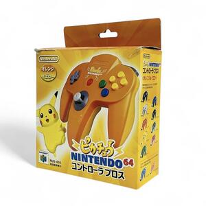 【美品】任天堂 ピカチュウNintendo64 コントローラー オレンジイエロー